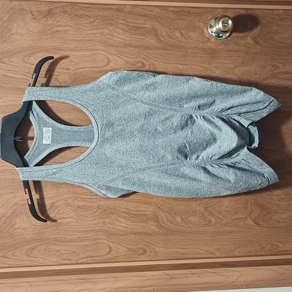 Athleta Fastest Track Ruched Gray Racerback Tank Top - Picture 1 of 6